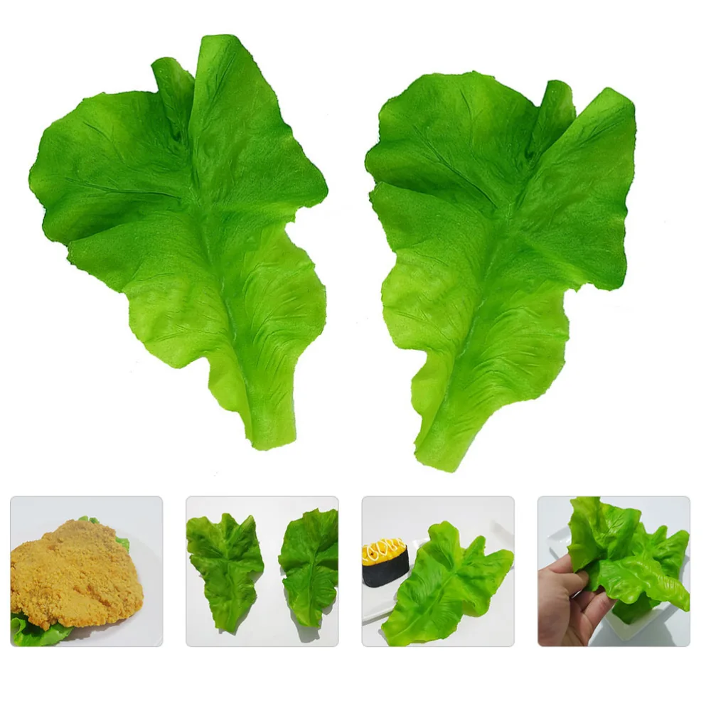 2Pcs Simulation Green Lettuce Leaves PVC Food Decoration Fake Vegetable Models