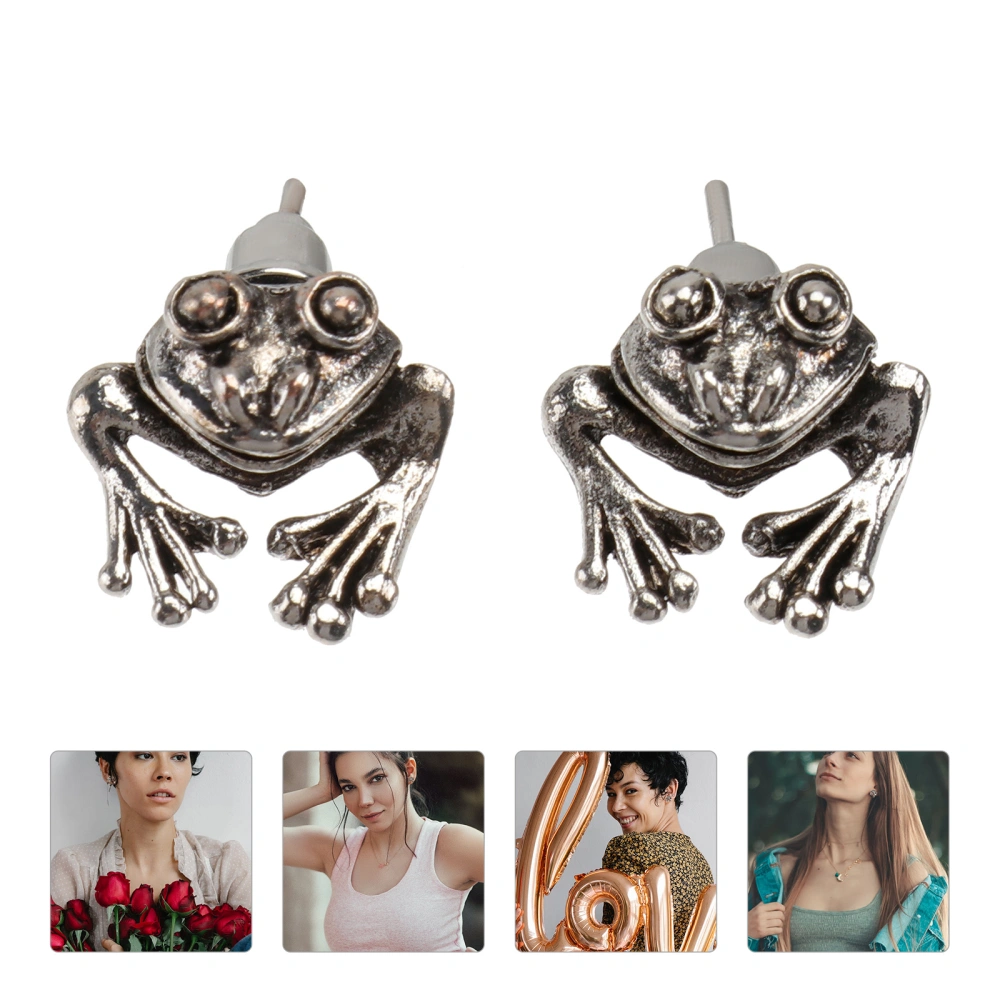 1 Pair of Retro Frog-shaped Ear Studs Decorative Earrings Ethnic Style Ear Studs