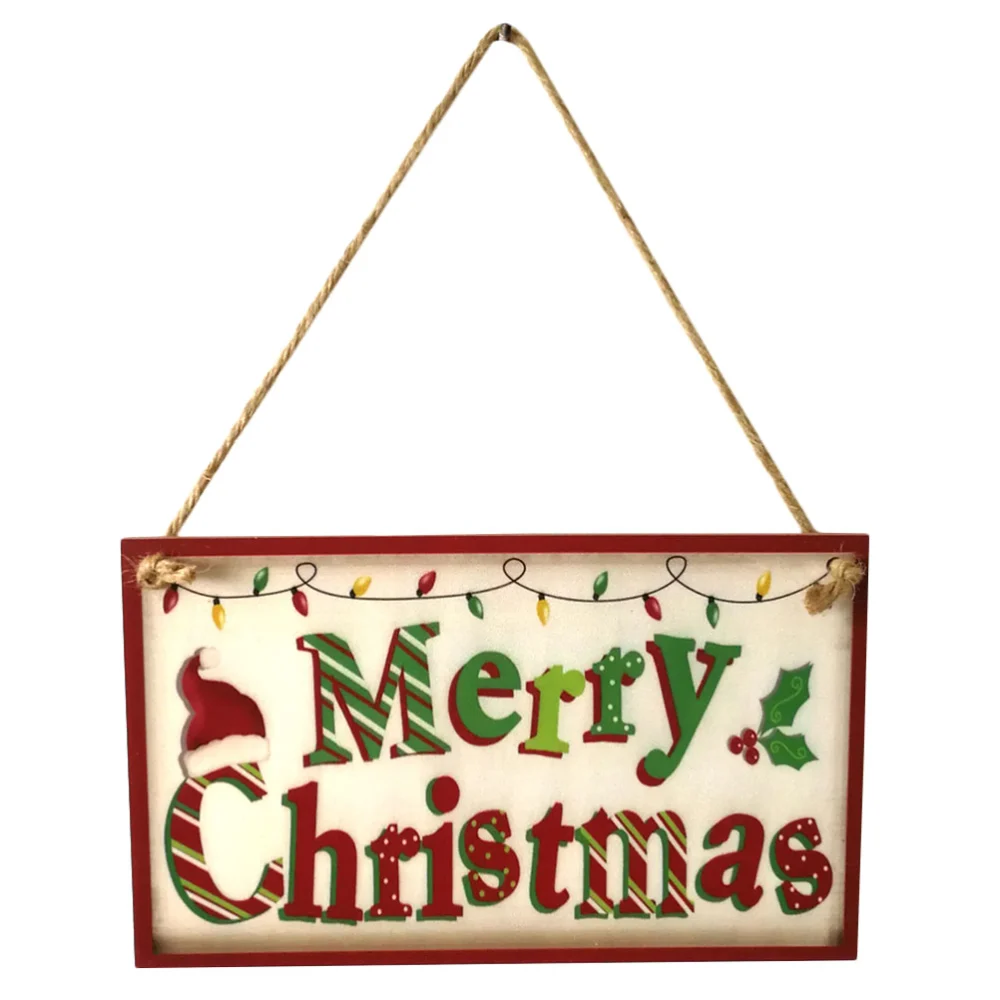 Merry Christmas Hanging Sign Wooden Board Party Decoration for Home Cafe