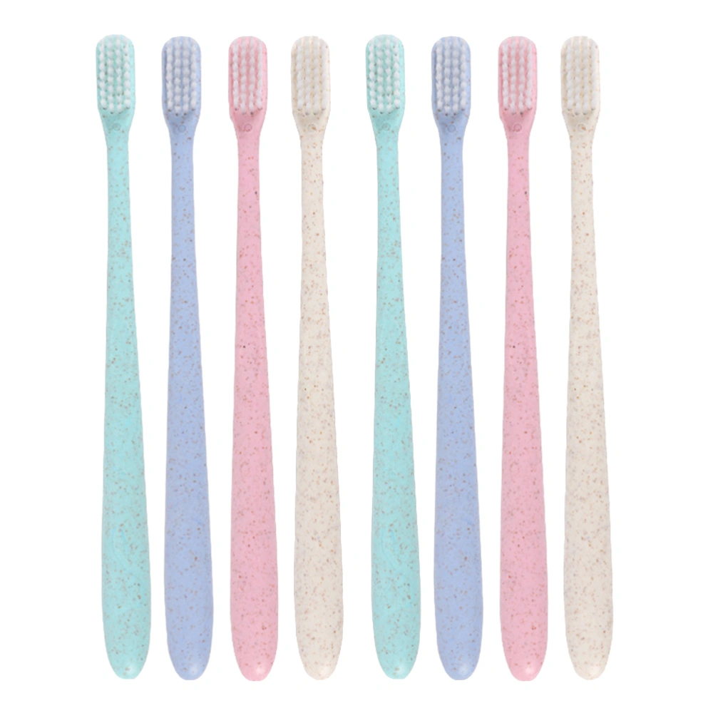 2 Boxes of 8PCS Portable Toothbrushes with Caps Wheat Straw Toothbrush Set for Travel Camping