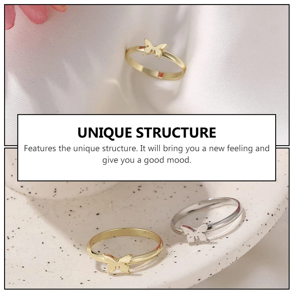 2pcs/ Set Finger Ring Jewelry Opening Ring Adjustable Finger Ring (Golden)