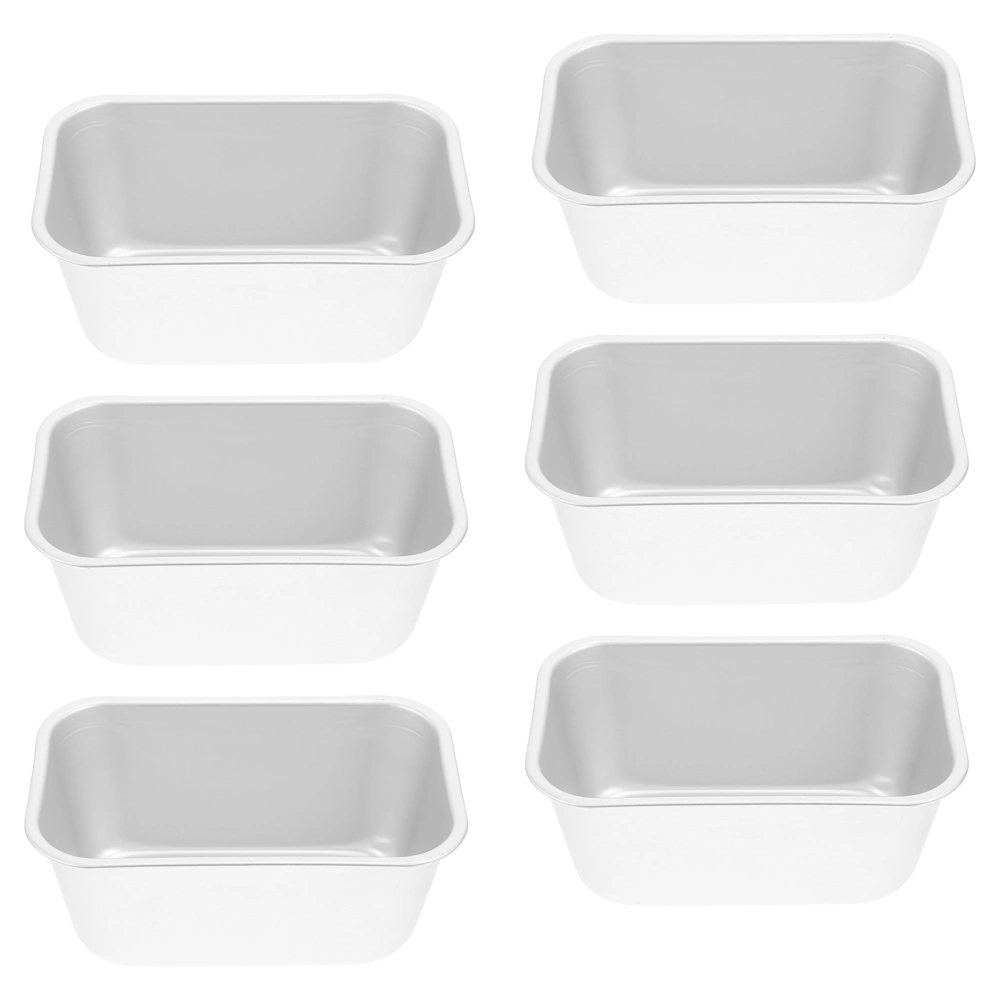 6pcs Non-stick Cake Making Molds Rectangular Toast Boxes Baking Molds (Silver)