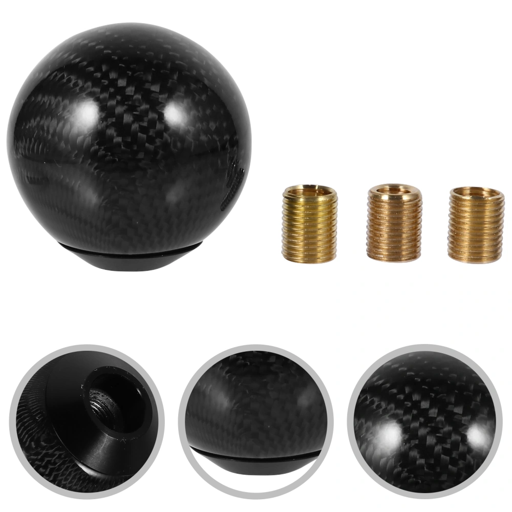 Carbon Fiber Ball Car Knob with 3 Adapters Manual Gear Accessories