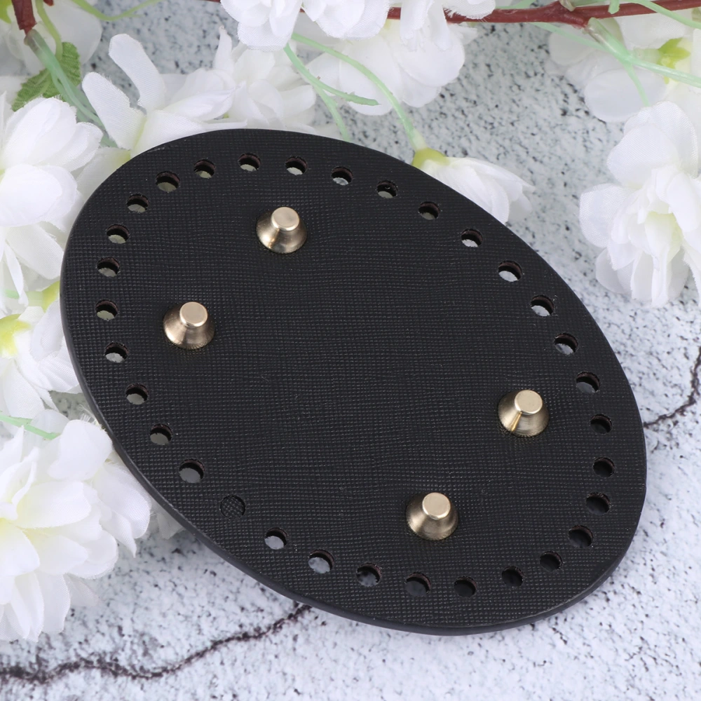 1PC PU Leather Bag Base Board Oval Bag Bottom Base Harden Bag Bottom Plate DIY Woven Bag Material Creative DIY Luggage Bag Accessory for Bag Making (Black)