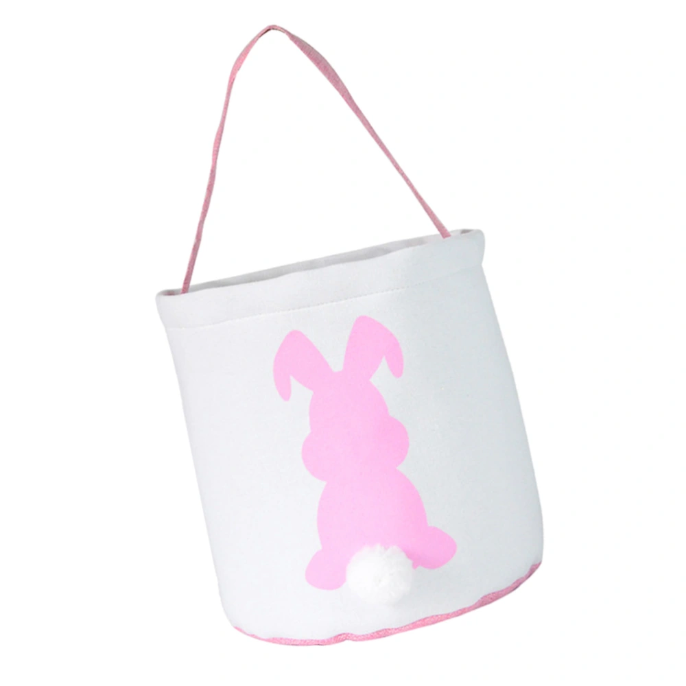 Pink Bunny Design Gift Pouch Creative Round Sweet Storage Holder Easter Candy Bag Rabbit Portable Tote Bag Easter Supplies