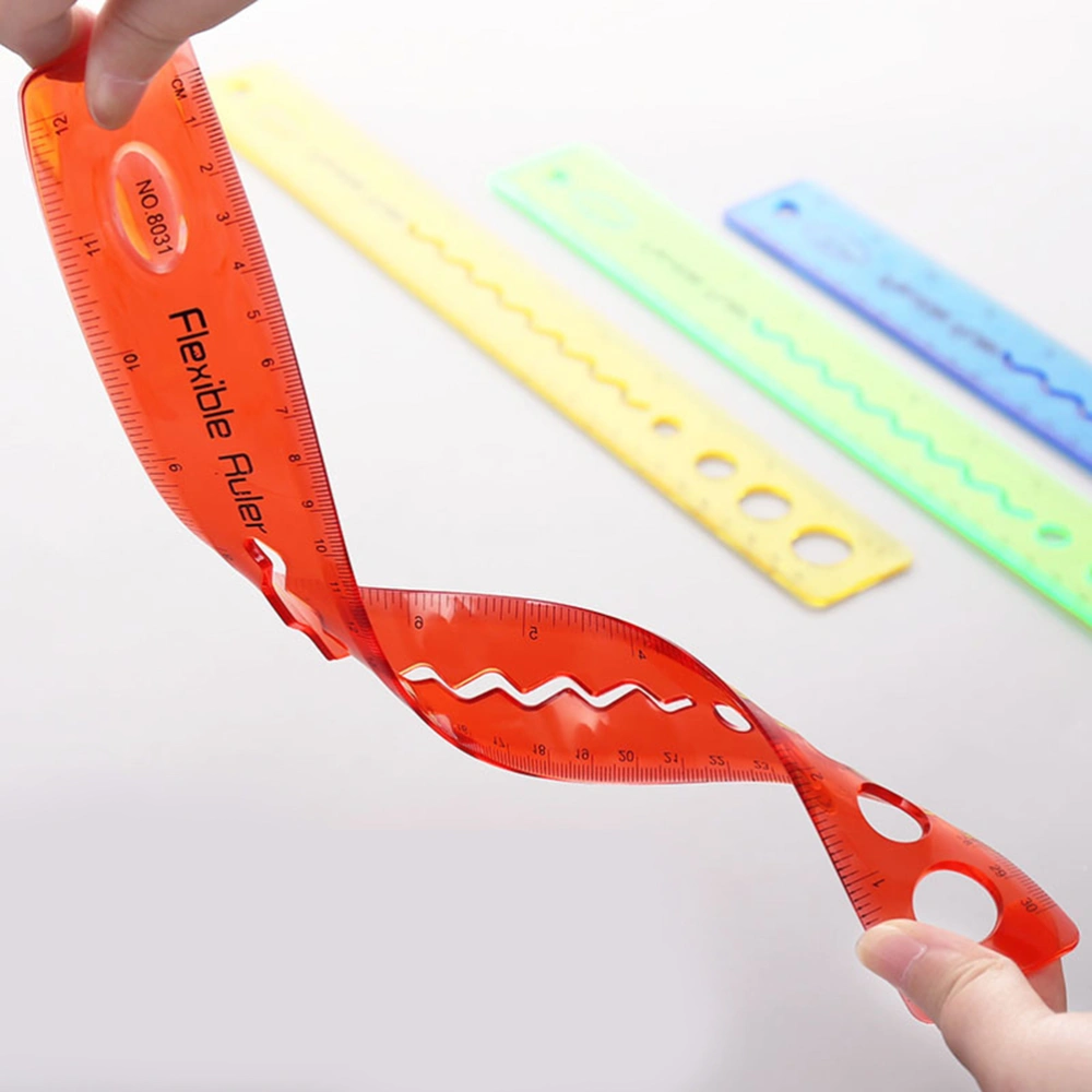 1pc 30CM Plastic Creative Flexible Rulers School Students Stationery Office Measuring Rulers (Random Color)