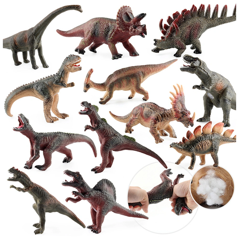 Small Cotton Filled Dinosaur Model Decoration Dinosaur Statue Toy Plastic Craft Desktop Ornament (Styracosaurus)