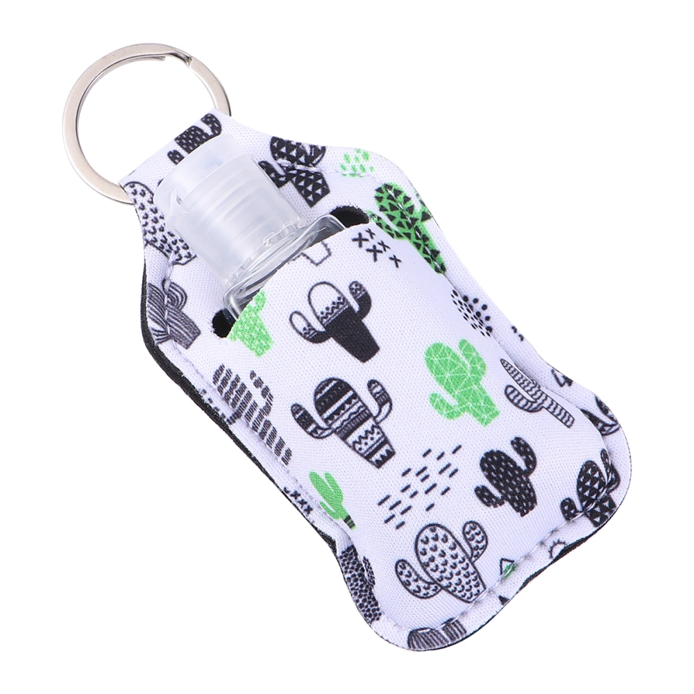 3 Set 30ml Travel Size Bottle and Keychain Holder with Cactus Prints Hand Sanitizer Bottles with Keychain Carriers for Soap Lotion and Liquids (3pcs Bottles + 3pcs Covers)