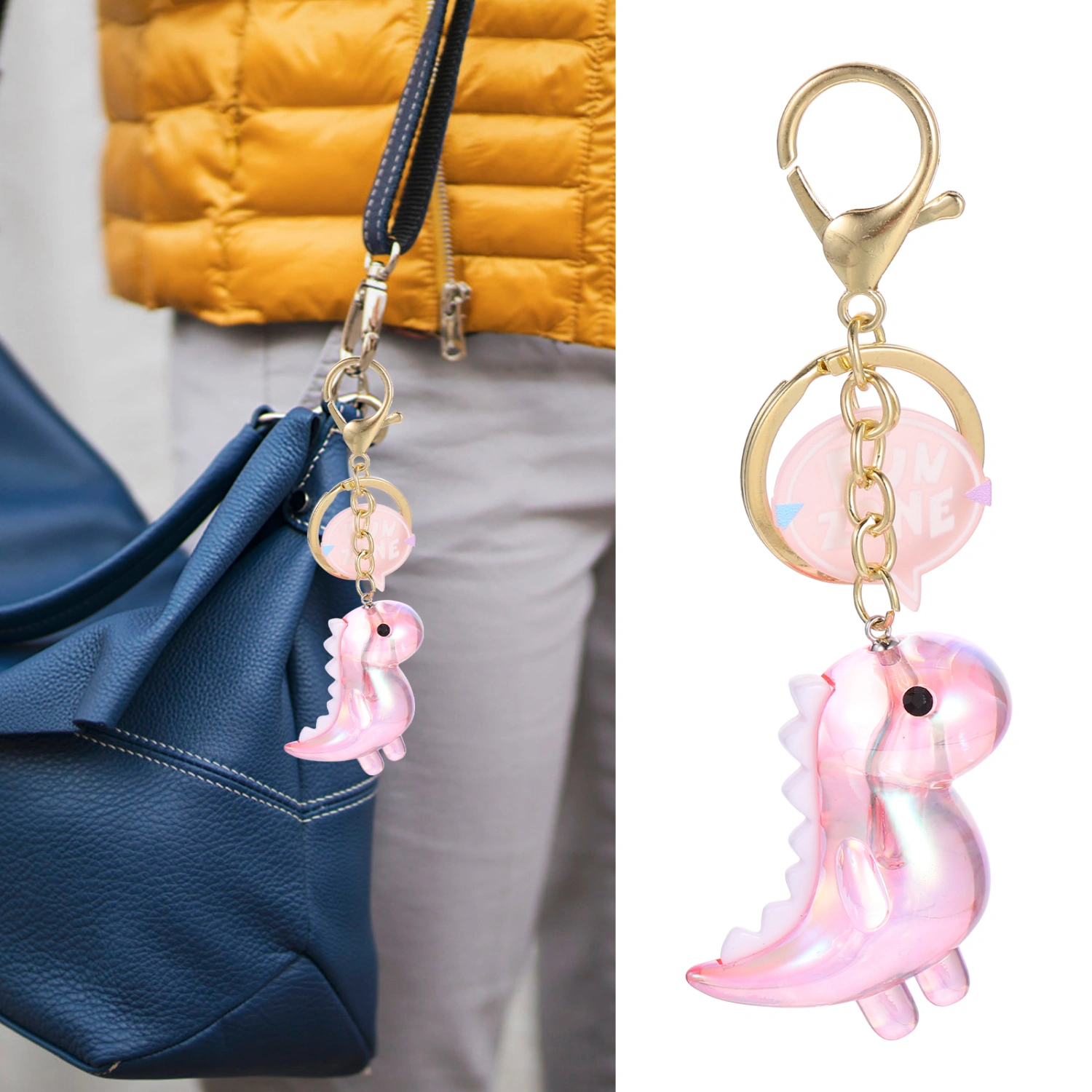 1Pc Keychain Dinosaur Pendant Acrylic Dinosaur Toy Keychain Hanging Ornament