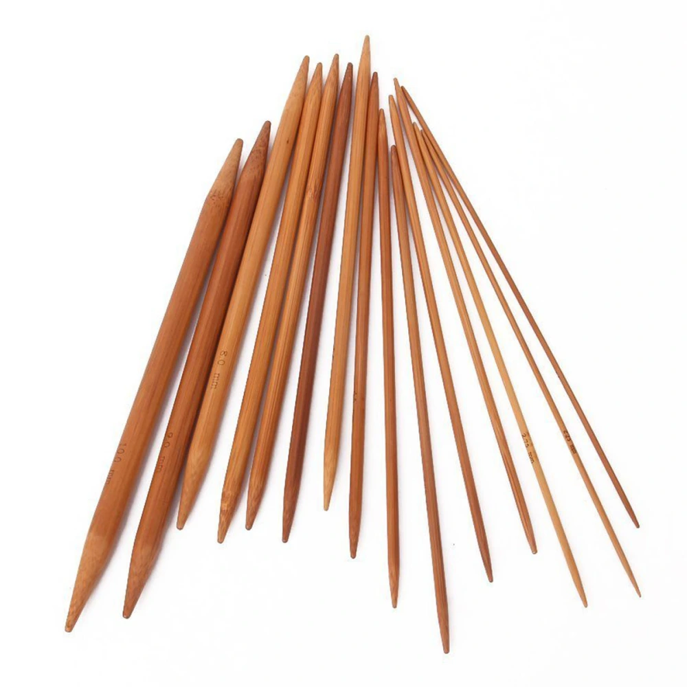 15 Sets of 20cm Professional Double Pointed Carbonized Bamboo Knitting Needles Crochet Hooks (2.0mm to 10.0mm)