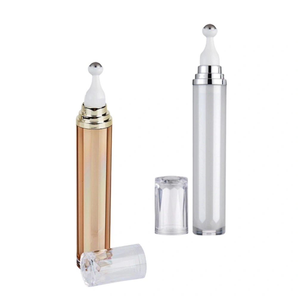 2Pcs 20ml Roller Ball Bottles Eye Cream Rolling Bottles Cosmetics Container (Golden, White)