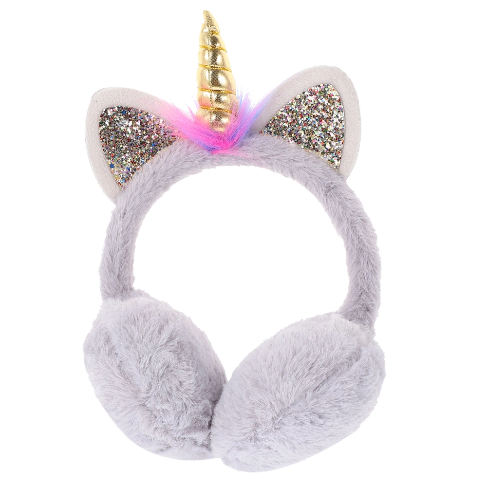 Unicorn Theme Earmuffs Unisex Adults Kids Winter Outdoor Lovely Ear Warmers