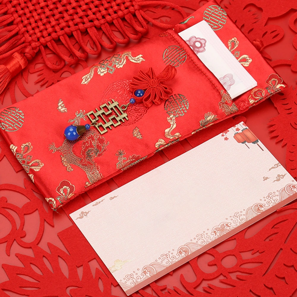 3pcs Spring Festival Red Packets Chinese Embroidered Red Envelopes Money Bags