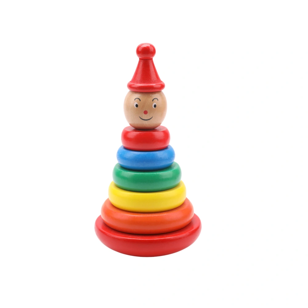 1PC Wooden Stacking Game Toy Tumbler Rainbow Tower Toy Funny Rainbow Building Blocks Toy Early Educational Tumbler Rainbow Tower Toy for Kids Child Playing