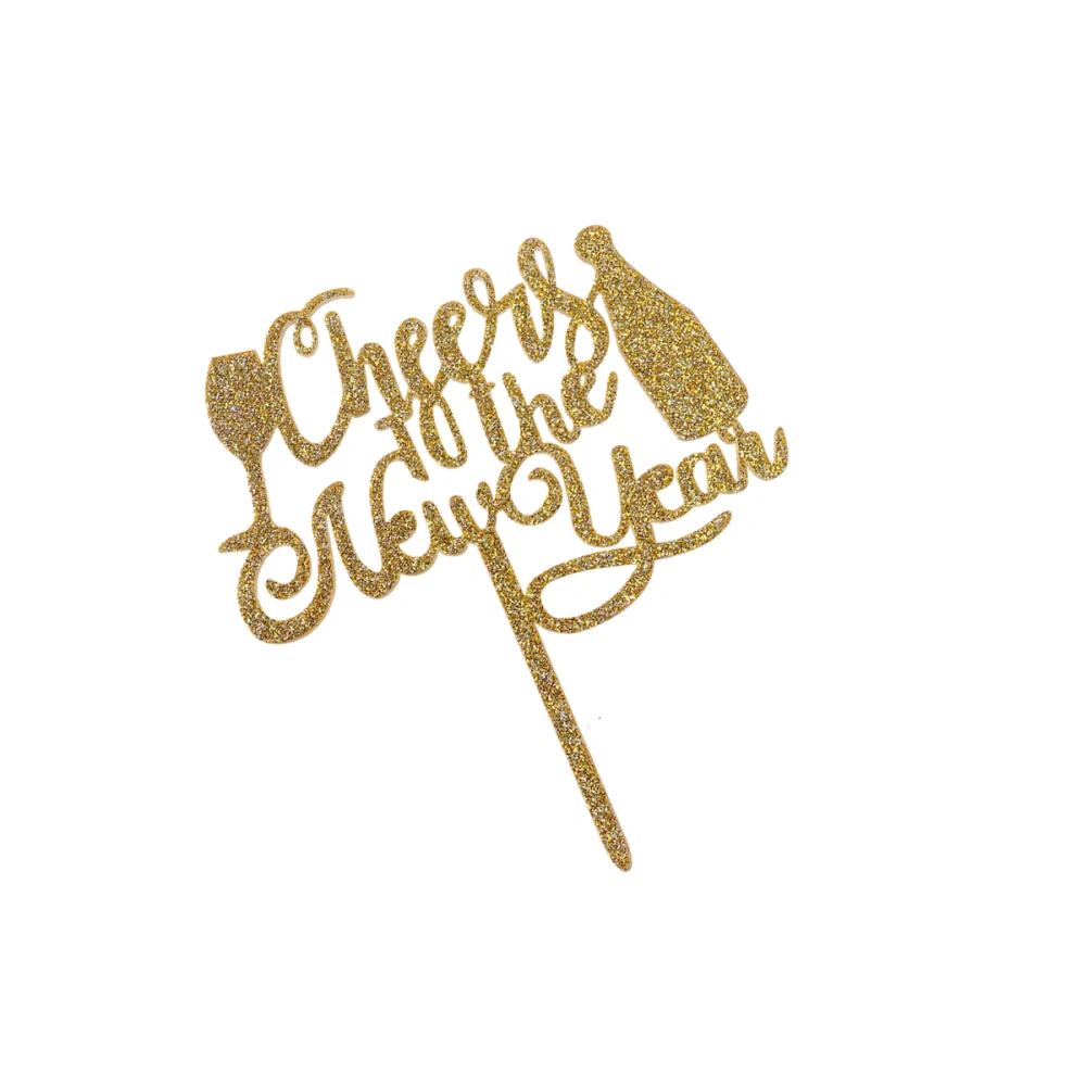 Creative Cake Topper Cheers to the New Years Food Fruit Pick Festive Fashion Cupcake Dessert Topper (Golden)