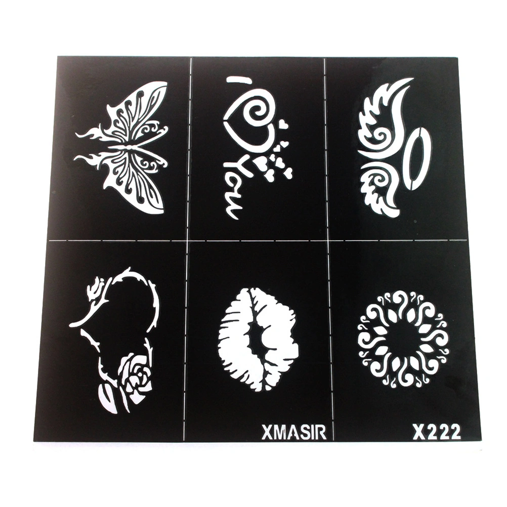 2 Sheets Hollow-out Stencils Assorted Pattern Tatoo Cards Painting Moulds DIY Supplies for Home Shop
