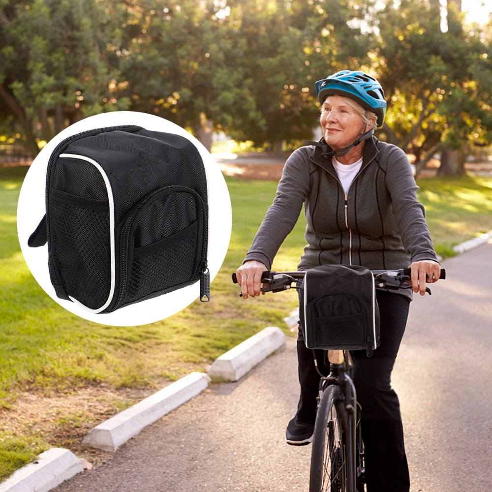 2Pcs Bike Handlebar Bag with Rain Cover Bike Accessories for Bike (Black)