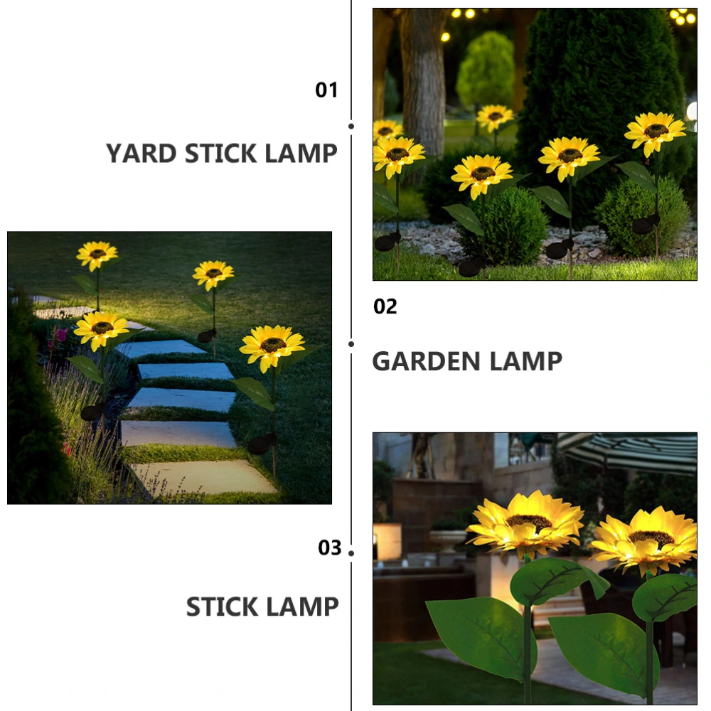 1pc Solar Power Sunflower Lawn Stick Lamp Garden Ground Lamp (Assorted Color)