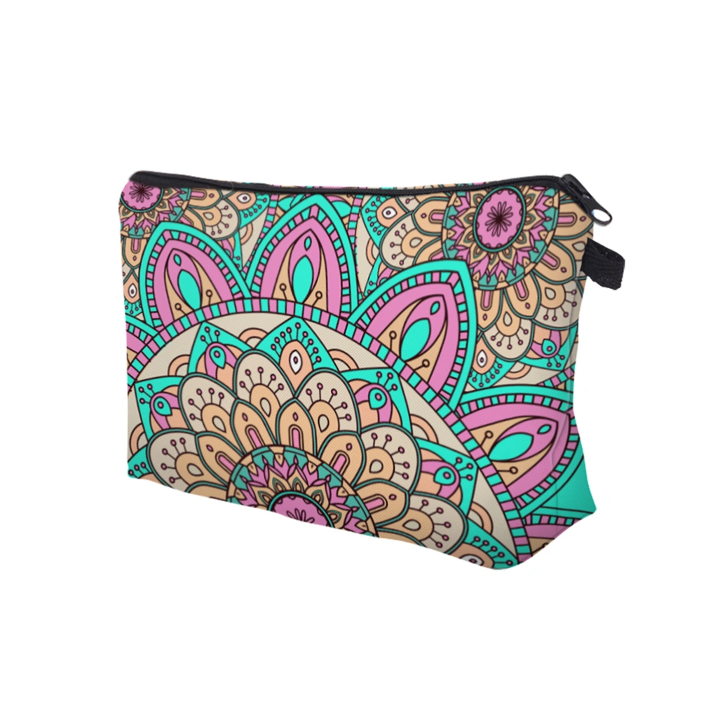 Mandala Style Floral Printing Makeup Pouch Pencil Case Portable Cosmetic Bag Zippered Travel Toiletry Bag Waterproof for Women Girls (H51272)