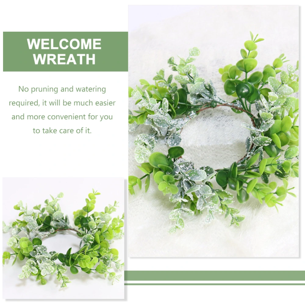 2pcs Party Candle Rings Dinner Party Candle Garland Simulation Eucalyptus Leaves Garland