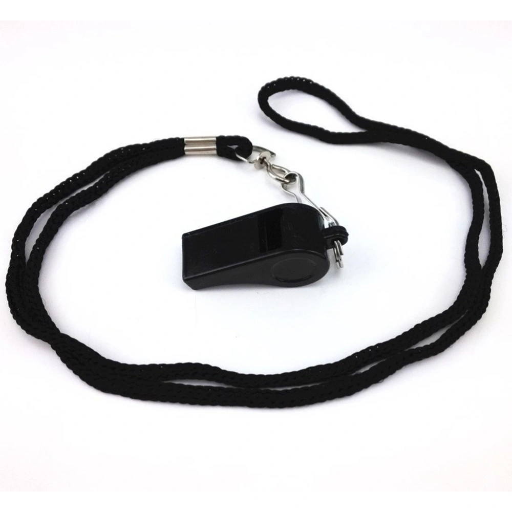 24pcs Plastic Loud Whistles for Emergency Referee Training Sports with Lanyard Whistles (Black)