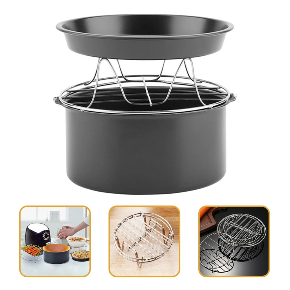 1 Set Air Fryer Accessories 8 Inch Cake Pizza Pan Steam Rack Set Baking Supplies