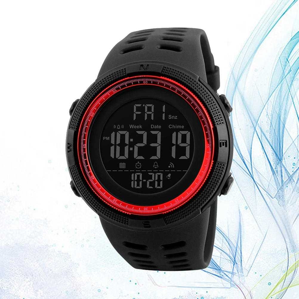 Men's Watch Clock Wacthes Digital Man Wrist Watch Luxury Cuntdown Chronograph (Black and Red)