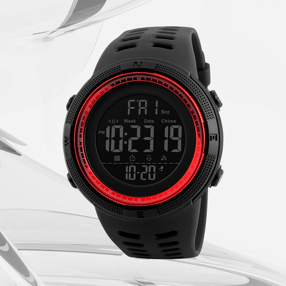 Men's Watch Clock Wacthes Digital Man Wrist Watch Luxury Cuntdown Chronograph (Black and Red)