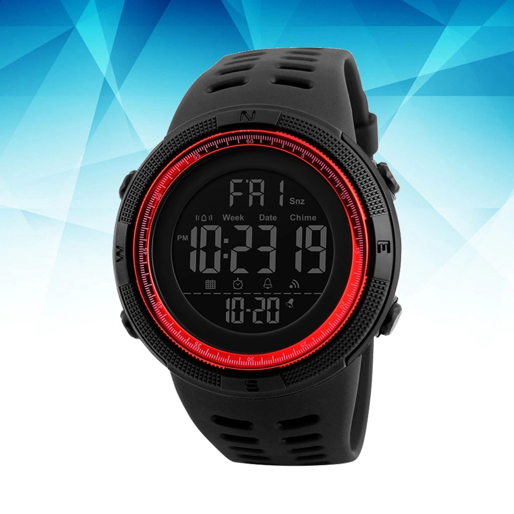 Men's Watch Clock Wacthes Digital Man Wrist Watch Luxury Cuntdown Chronograph (Black and Red)