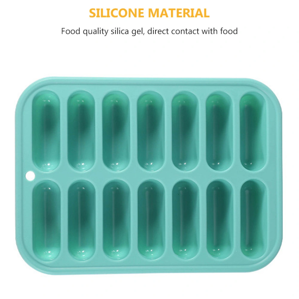 2pcs Silicone Ice Cube Trays Ice Boxes Sausage Diy Baking Molds (Light Green)