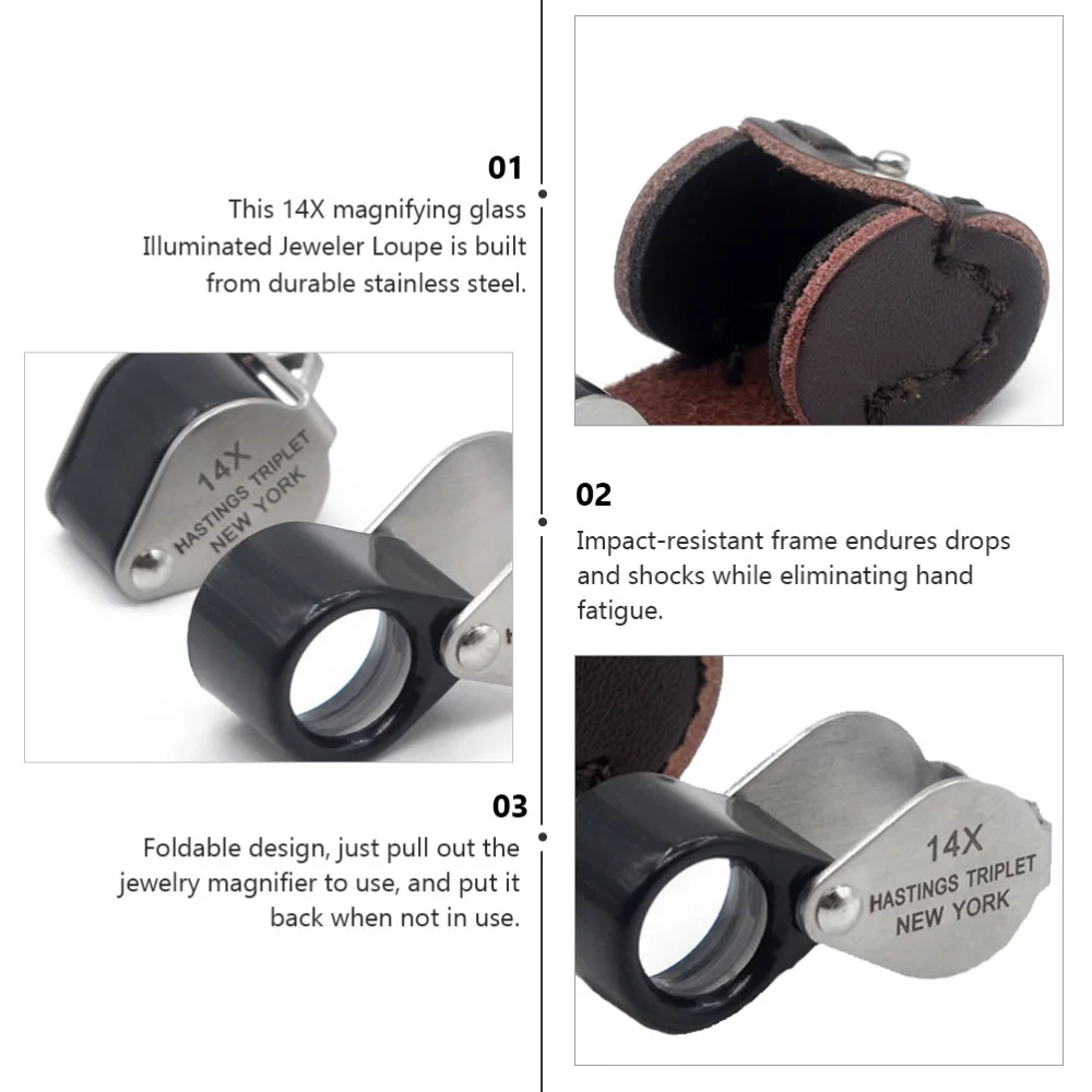 14X Jewelers Eye Loupe Magnifier Foldable Jewelry Magnifier for Gems Stamps