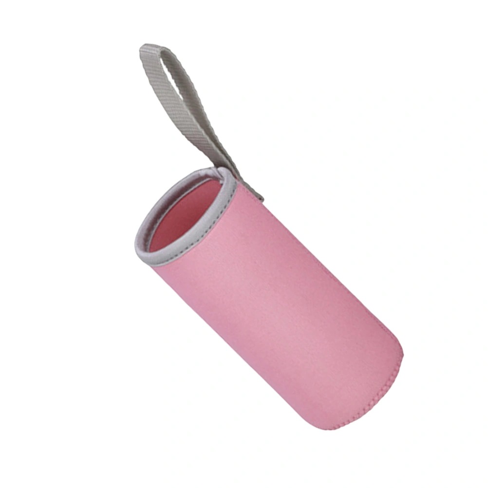 550ML Water Bottle Carrier Bag Pouch Cover Insulated Water Bottle Holder Cup Sets Great for Stainless Steel Glass or Plastic Size - 6.8*19CM (Light Pink)