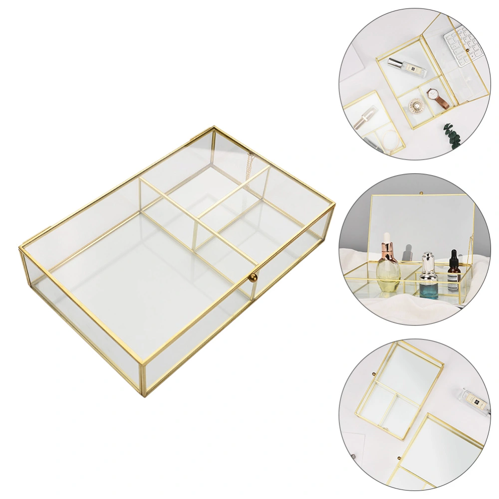 Glass Jewelry Box Jewelry Display Case Container Desktop Lipstick Box - Size S