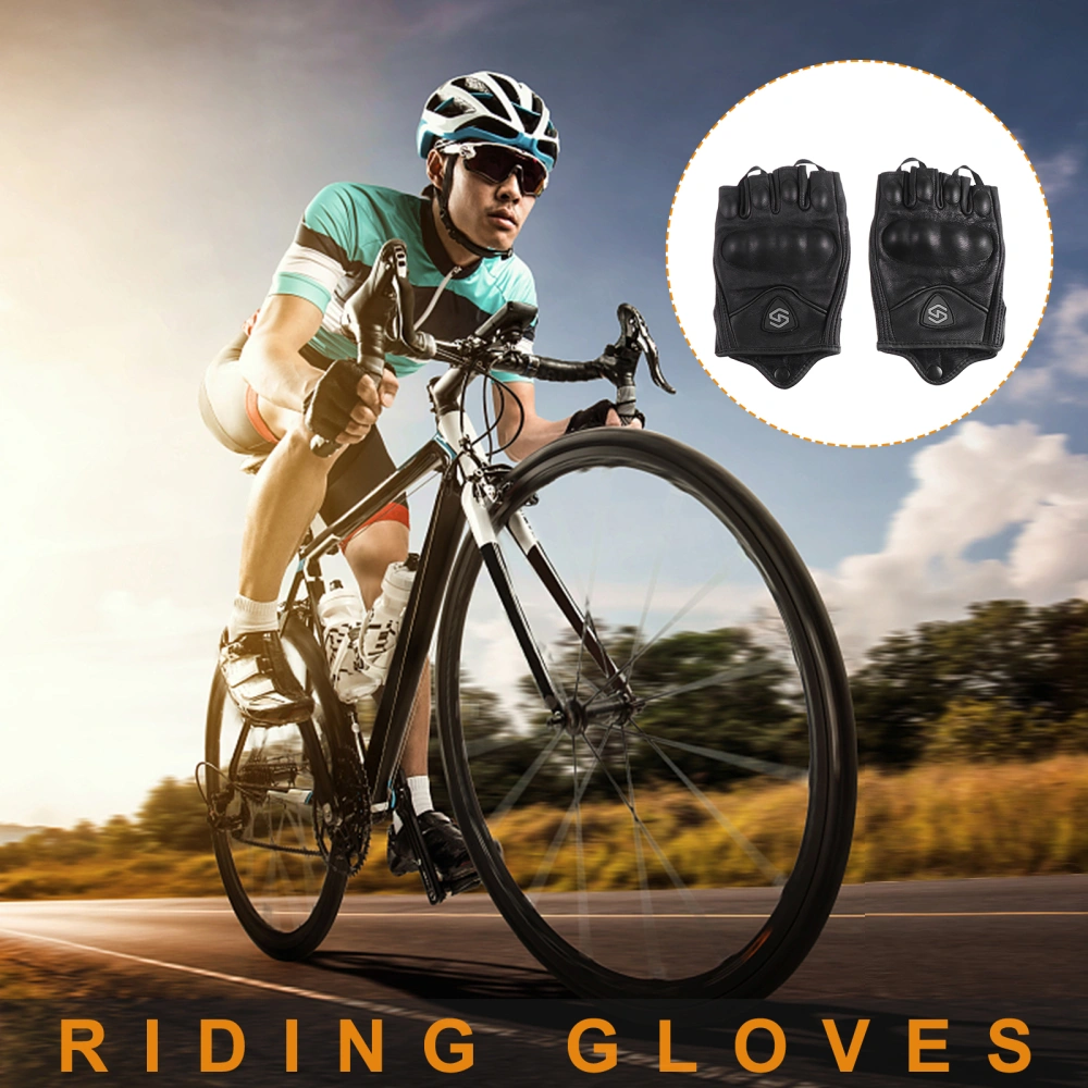 1 Pair Cycling Gloves Outdoor Half Finger Glove Protective Riding Gloves (Black)