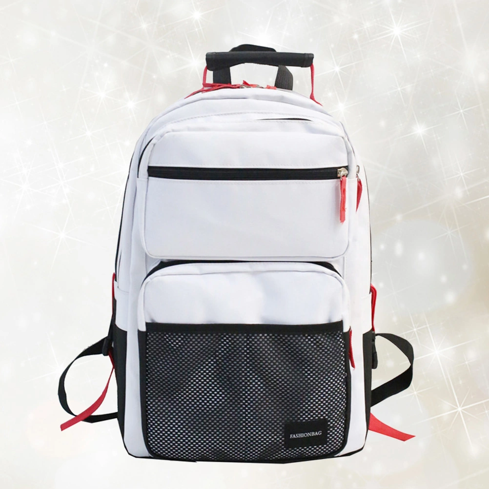 Simple Computer Bag Shoulder Bag Portable Laptop Bag Multi-layer Travel Backpack (White)