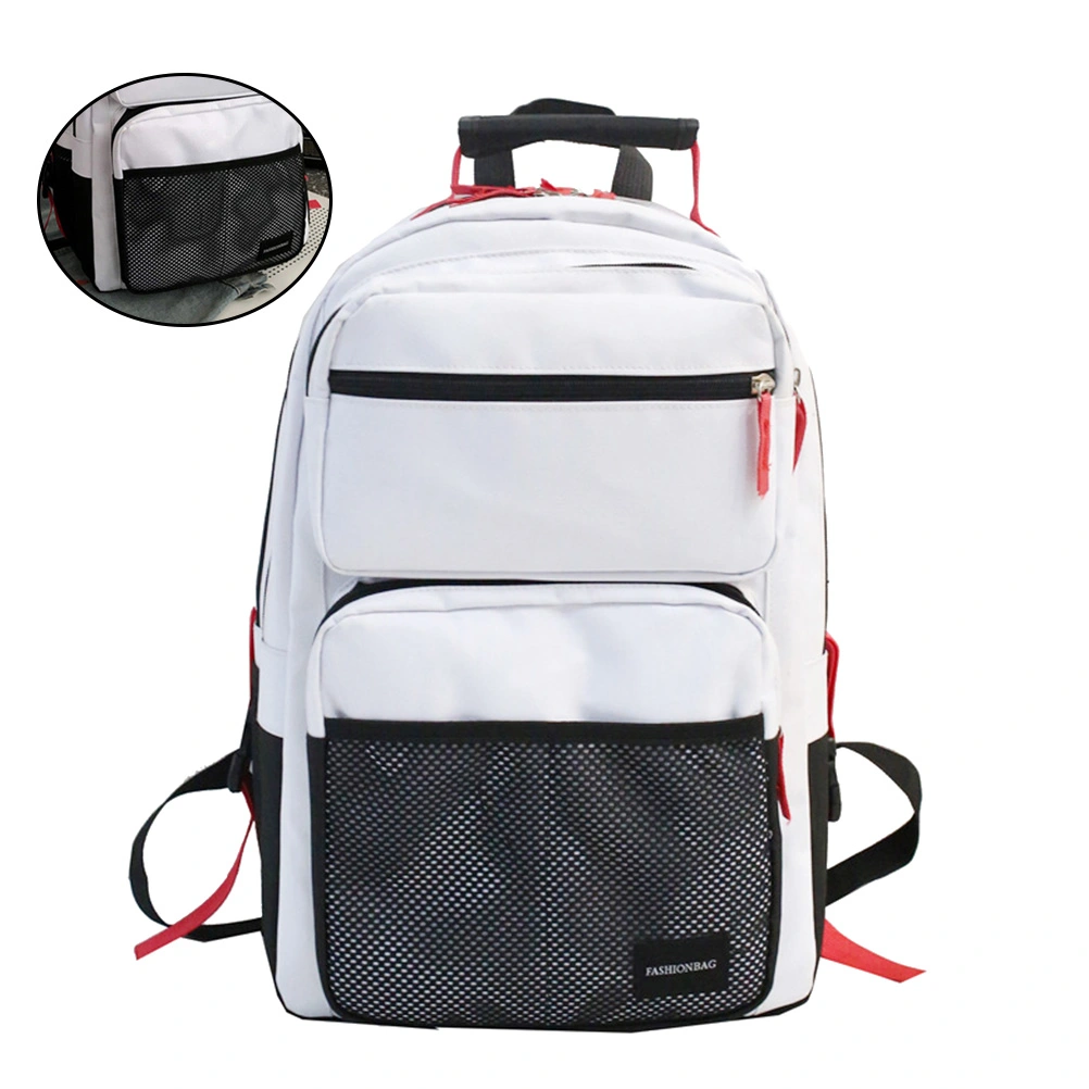 Simple Computer Bag Shoulder Bag Portable Laptop Bag Multi-layer Travel Backpack (White)