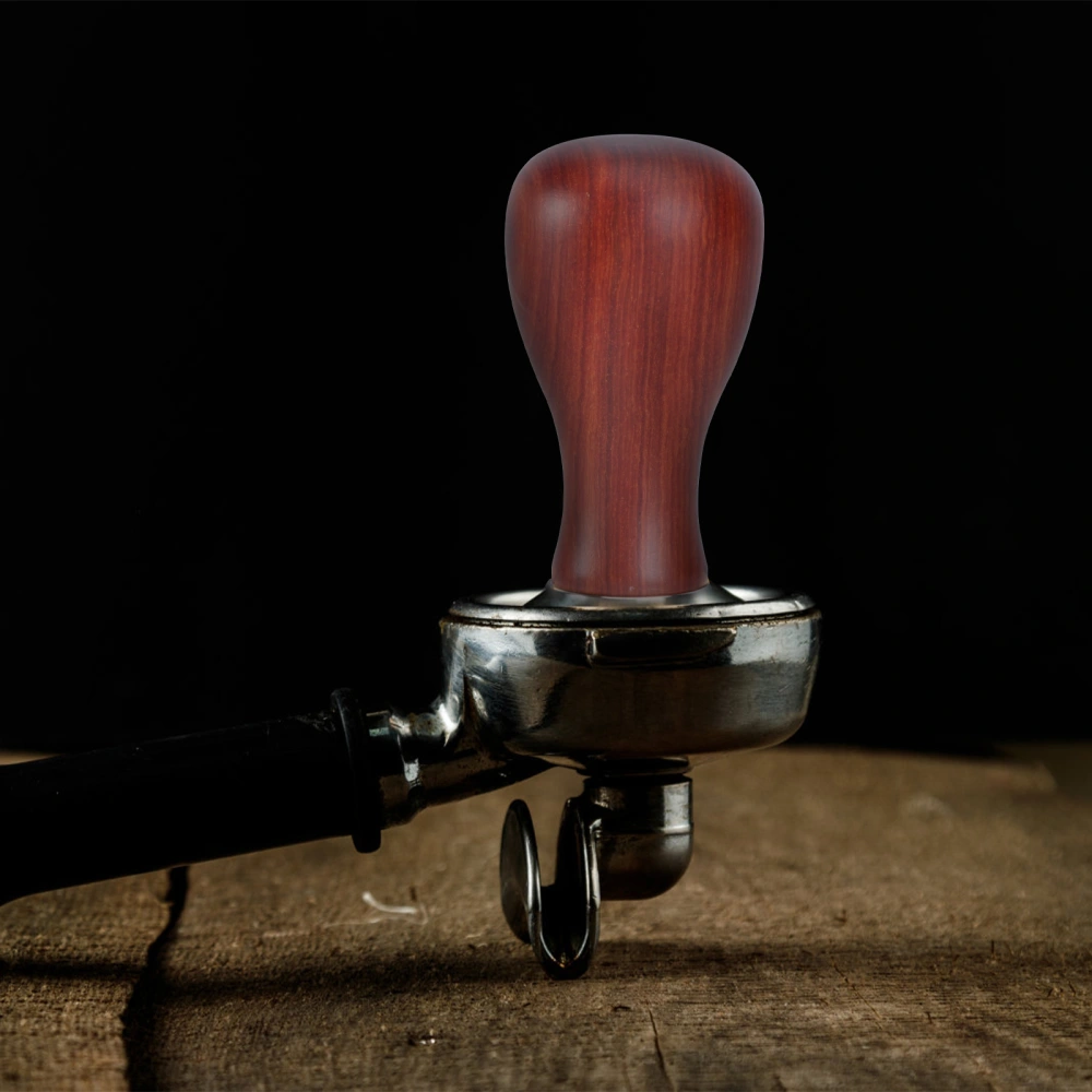 1 Pc Red Sandalwood and Stainless Steel Italian Coffee Tamper 49mm Flat Base Espresso Tamper Coffee Bean Press