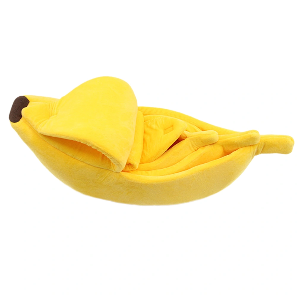 Detachable Banana Shaped Pet Cushion Dog Puppy Cat Warm Bed House Nest Size L (Yellow)