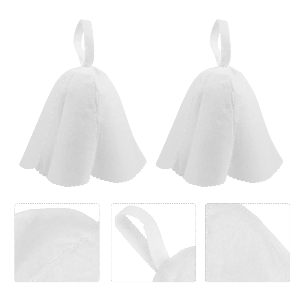 4pcs Felt Sauna Hat Hot Dry Steam Room Bath Hat Simple Head Protection Cover