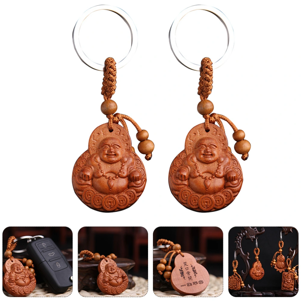 4 Pcs Maitreya Buddha Keychains Car Keys Hanging Pendant Unique Key Holders