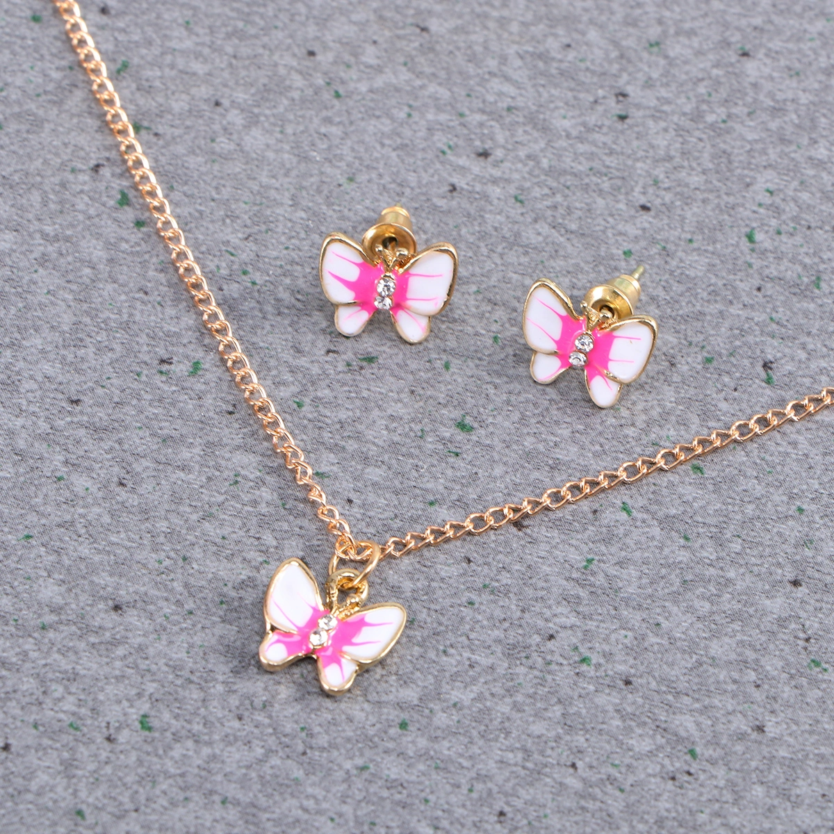 Little Girl Party Favor Rhinestone Necklace and Earings Jewelry  Ornaments Set (Random Color)