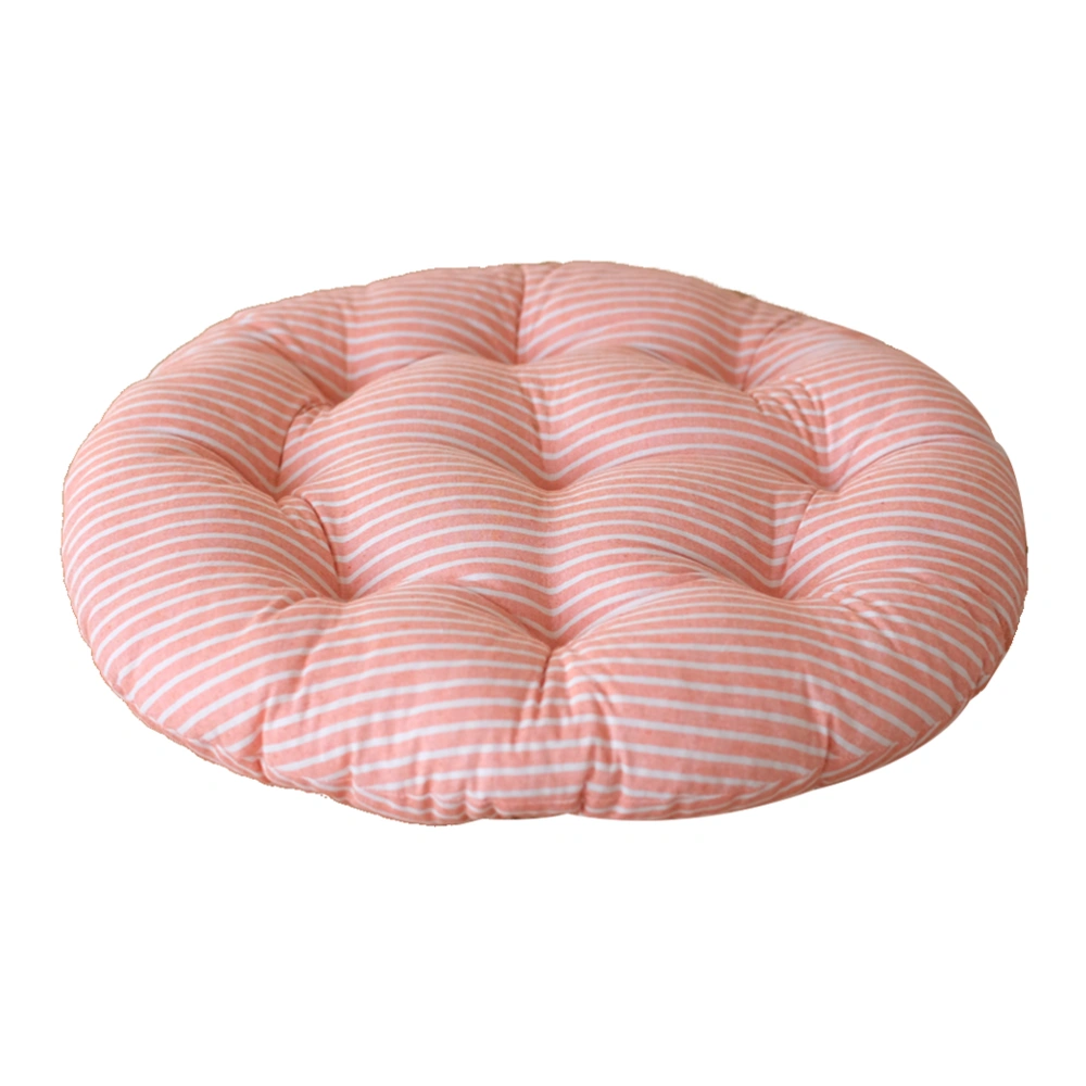 Stripe Cotton Linen Round Floor Pillow Cushion Japanese Futon Seat Cushion Thicken Chair Wave Window Pad(Orange Red)