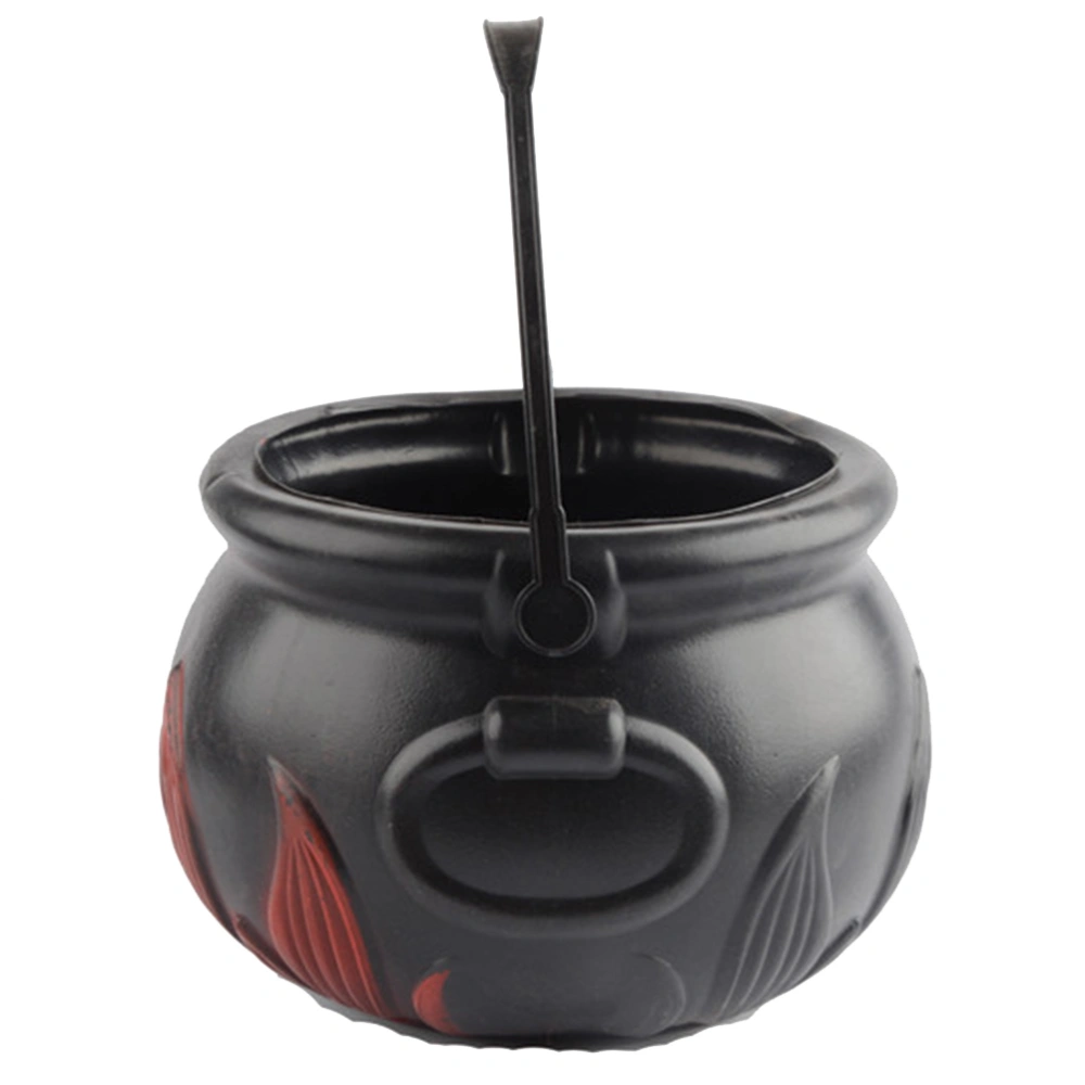 1pc Large Fire Pattern Bucket Halloween Witch Barrels Kids Portable Witch Bucket Halloween Candy Storage Bucket (Black)