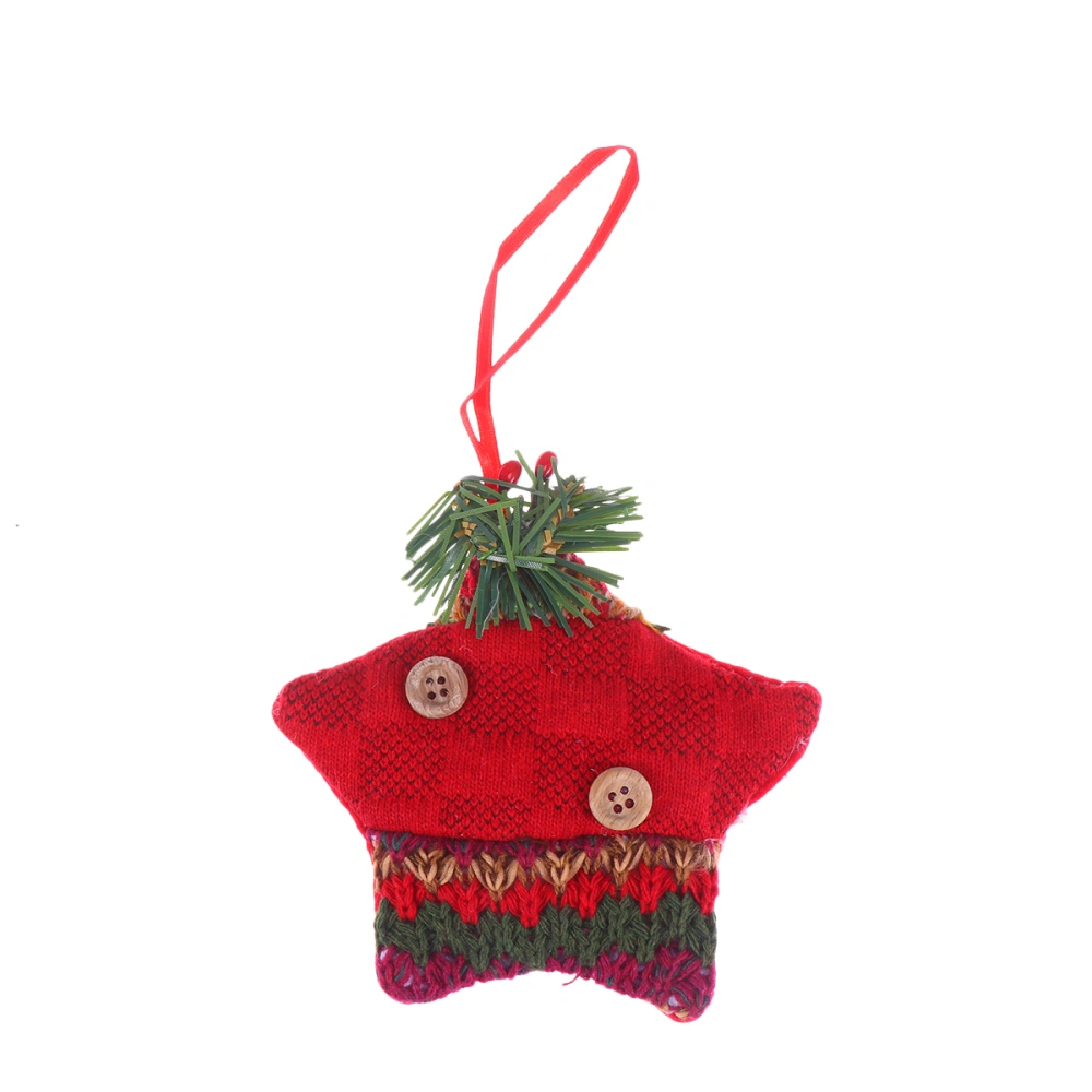 Rustic Primitive Cloth Decorations Christmas Tree Ornaments Hanging Pendant for Party - Pentagram (Red)