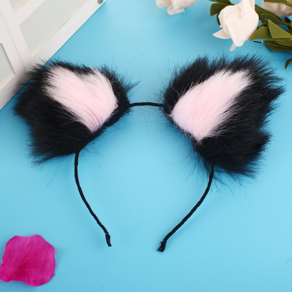 Costume Party Headband Sexy Hair Band Headwear Women Hair Accessories Rabbits Ears Girls Hair Hoop(Black and Pink)