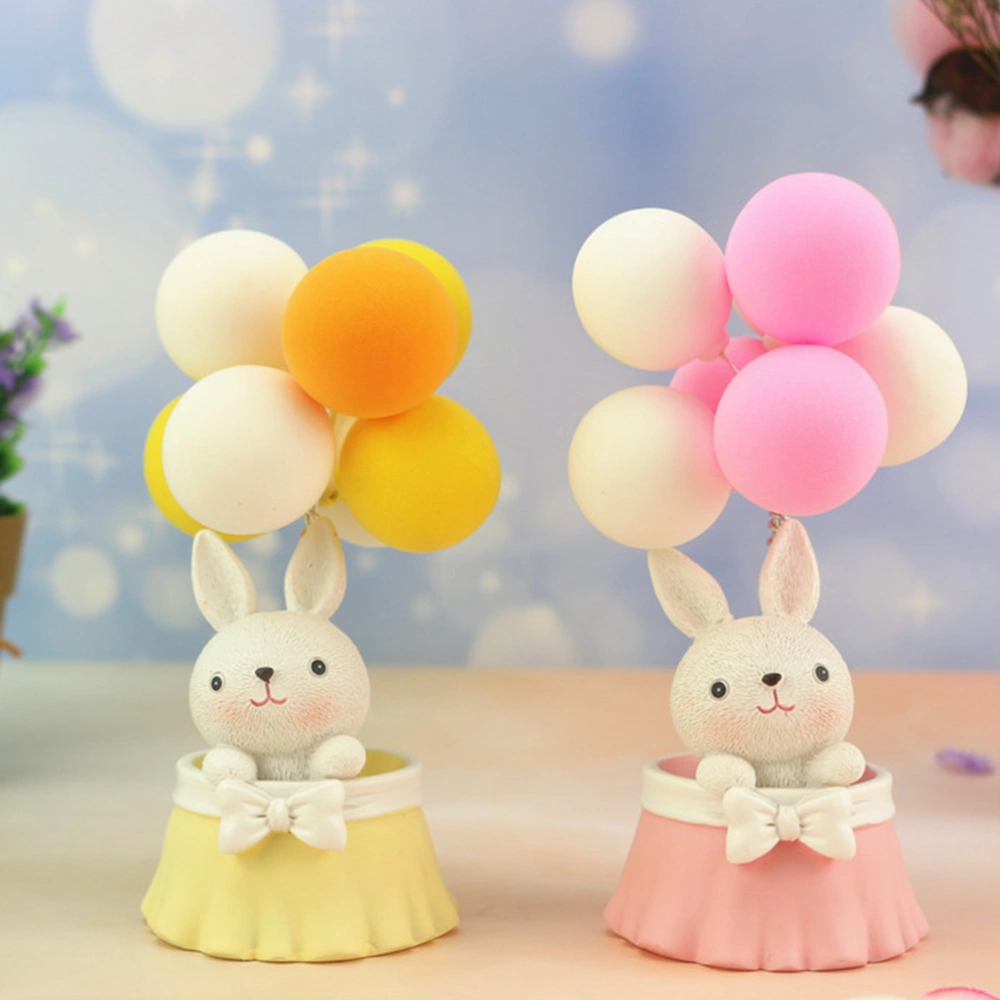 Adorable Balloon Rabbit Shape Cake Decoration Animal Miniature Landscape Props Car Ornament for Decor (Yellow Rabbit)