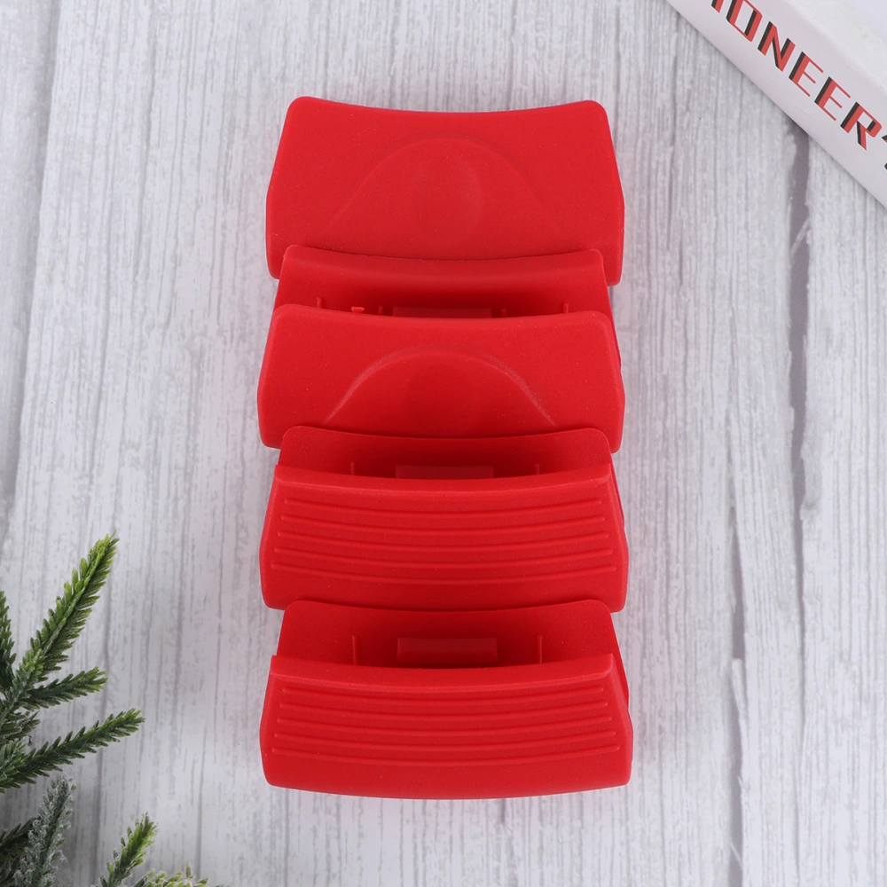 4pcs Silicone Pot Handle Cover Anti-scald Grips Heat Resistant Pot Holder Protector Kitchen Tools (Red)