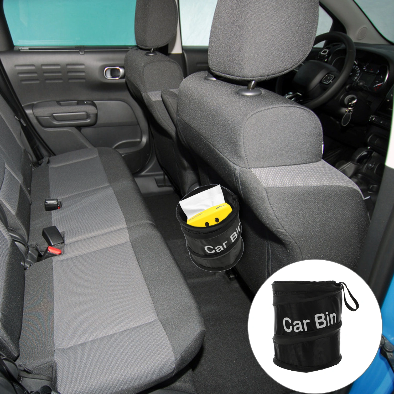 Hanging Car Trash Can Collapsible Portable Car Garbage Bag Small Car Organizer