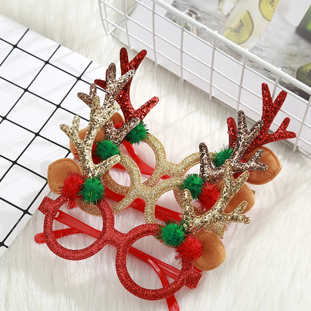 4pcs Decorative Christmas Eye Glasses Party Funny Glasses Beautiful Flash Elk Glasses Christmas Supplies for Kids Adults (Random Color)