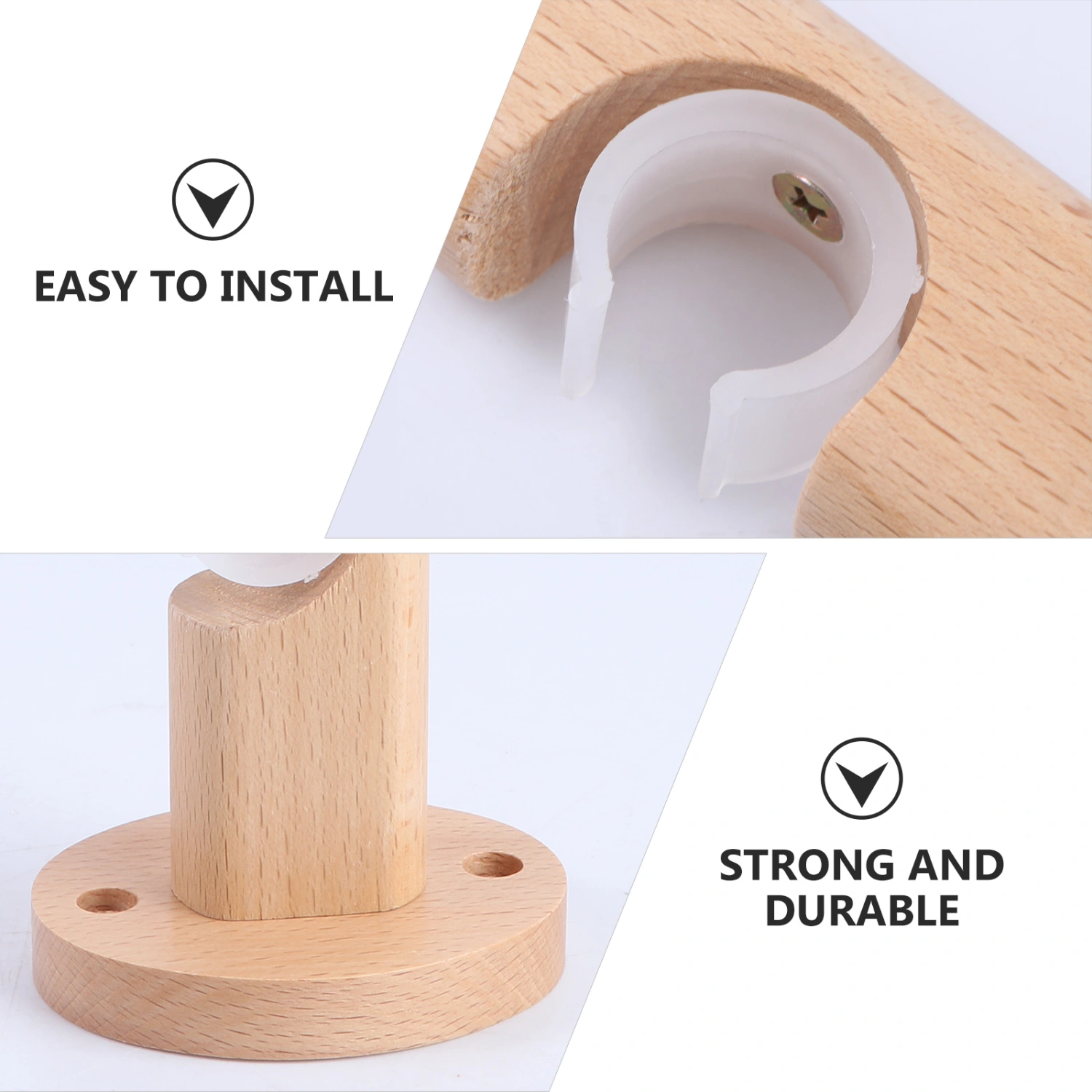 1Pc Wooden Curtain Rod End Shower Curtain Rod Holder Rod Holder Curtain Support